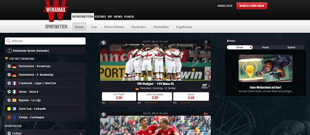 Die Winamax Webseite